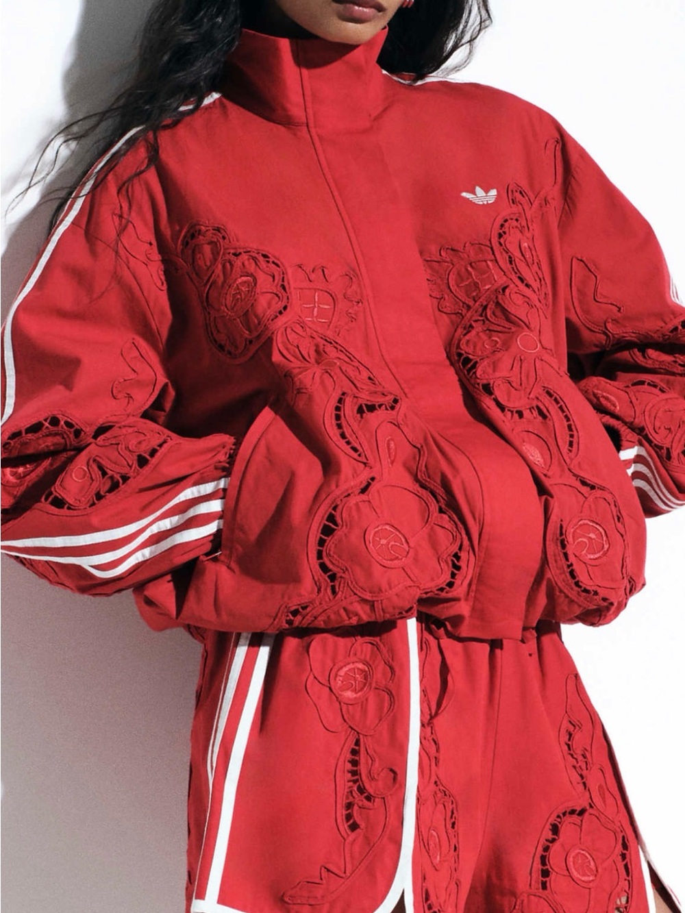 Adidas x Asos oversized cutwork track jacket in red sz S - Picture 2 of 7